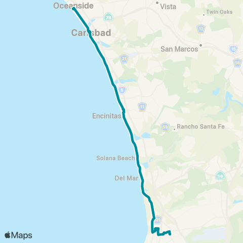 NCTD Oceanside - UTC / VA / UCSD map