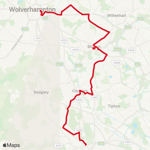 National Express West Midlands  map