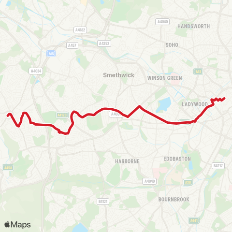 National Express West Midlands  map