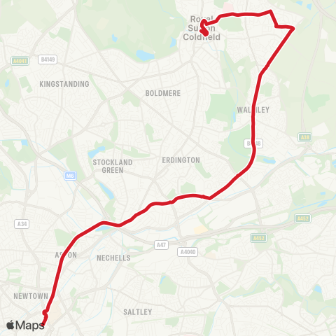 National Express West Midlands  map