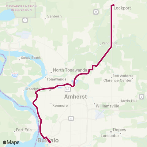 NFTA 64 - Lockport Express map