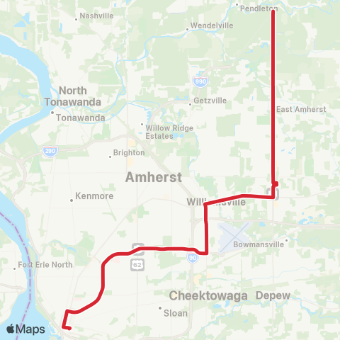 NFTA 66 - Williamsville Express map