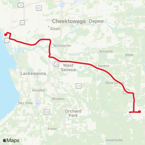 NFTA 70 - East Aurora Express map