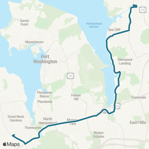 NICE Bus Great Neck--Glen Cove map