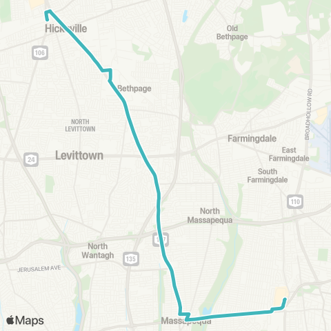 NICE Bus Hicksville--Massapequa map