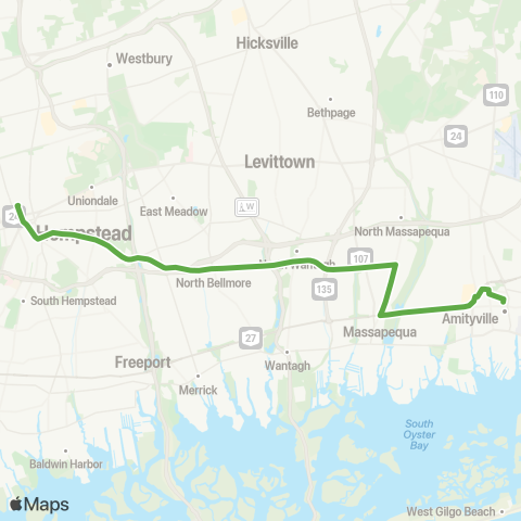 NICE Bus Hemp--Amityville via Bwy map