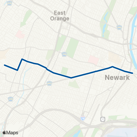 NJ Transit Newark - Ivy Hill Express map