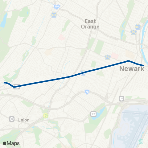 NJ Transit Springfield Avenue Express map