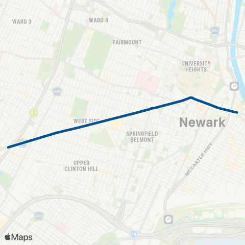 NJ Transit go25 Springfield Avenue map