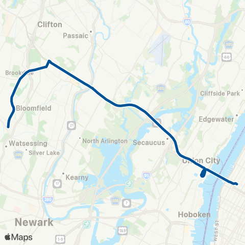 NJ Transit Bloomfield - New York map