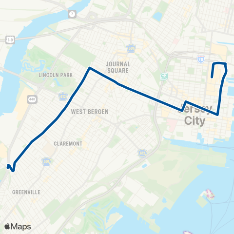 NJ Transit Montgomery St - West Side Avenue map