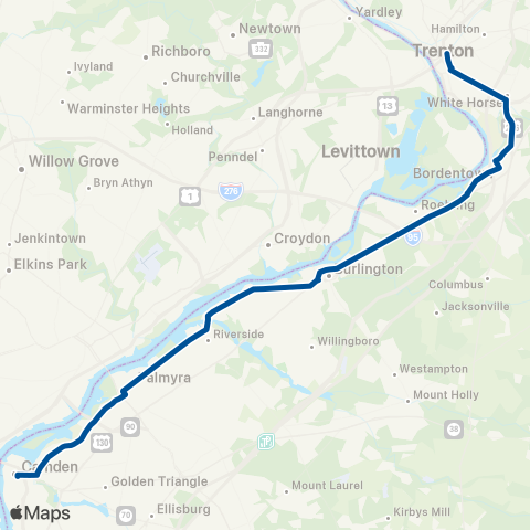 NJ Transit River LINE Bus substitute map