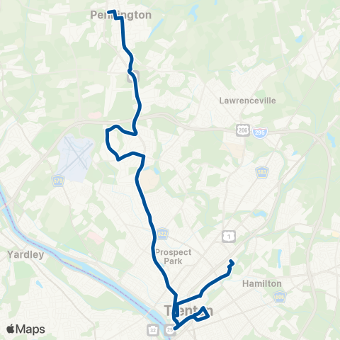 NJ Transit Pennington - East Trenton map