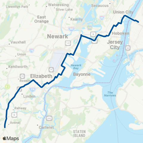 NJ Transit Rahway - New York map