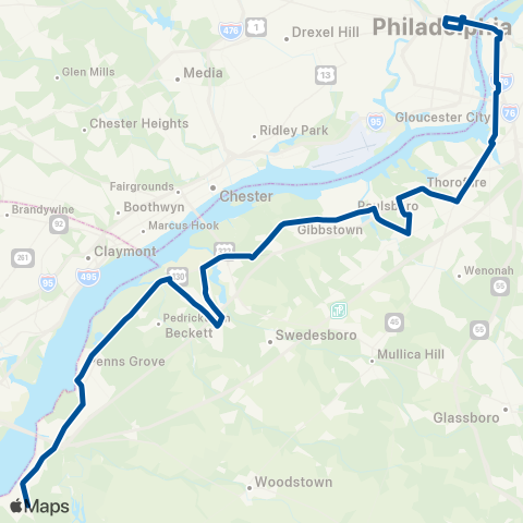 NJ Transit Pennsville - Philadelphia map