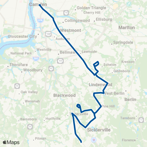 NJ Transit Camden - Lindenwold PATCO - Turnersville map