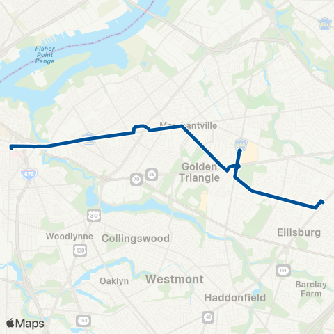 NJ Transit Camden - Merchantville - Cherry Hill Mall map