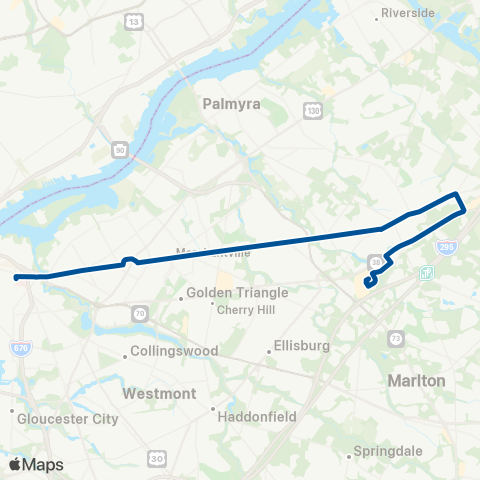 NJ Transit Camden - Merchantville - Moorestown Mall map