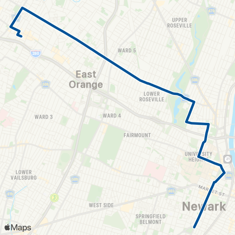 NJ Transit Park Avenue map