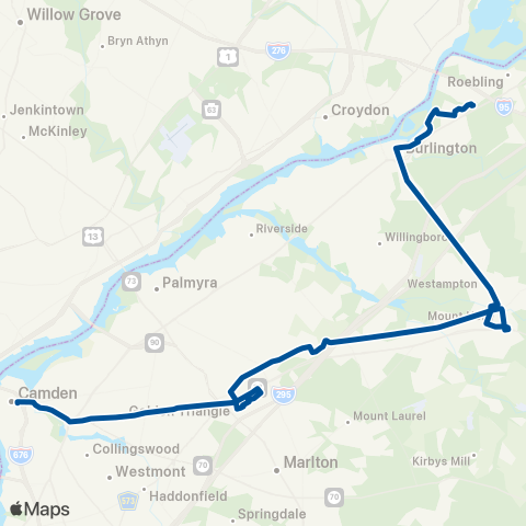 NJ Transit Camden - Mt. Holly - Florence map