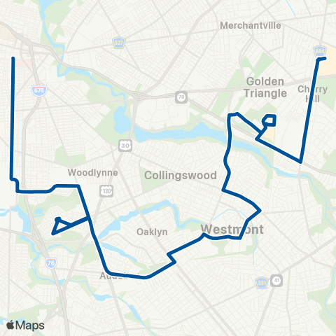 NJ Transit Cherry Hill Mall - Audubon - Camden map