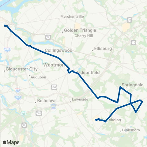 NJ Transit Camden-Voorhees Town Center map