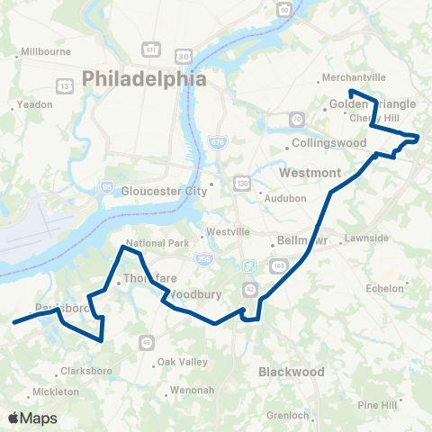 NJ Transit Cherry Hill Mall-Woodbury-Paulsboro map