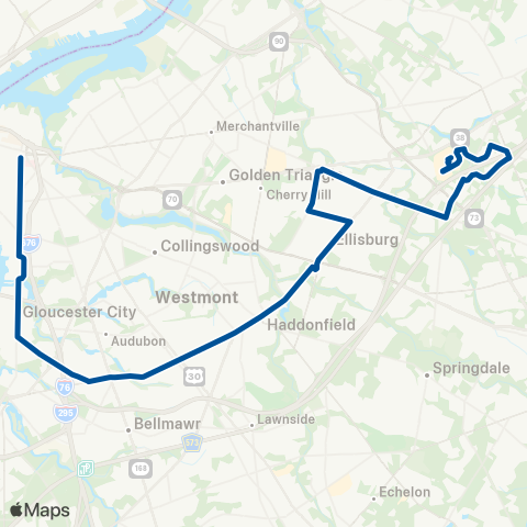 NJ Transit Moorestown Mall - Camden map