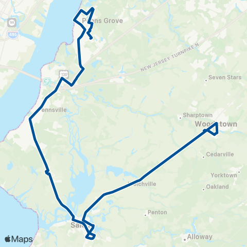 NJ Transit Penns Grove - Salem - Woodstown map