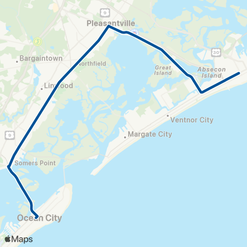 NJ Transit Atlantic City - Ocean City map