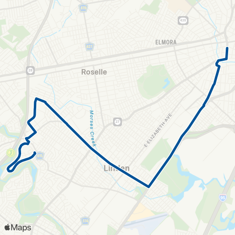 NJ Transit Elizabeth - Winfield map