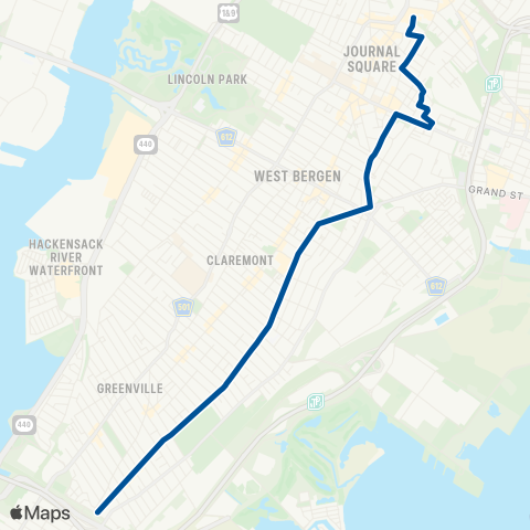 NJ Transit Ocean Avenue - Journal Square map