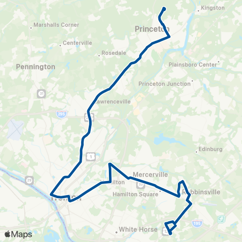 NJ Transit Princeton - Mercerville - Hamilton Marketplace map