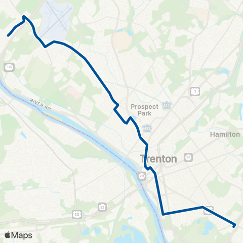 NJ Transit Ewing - Trenton - Independence Plaza map