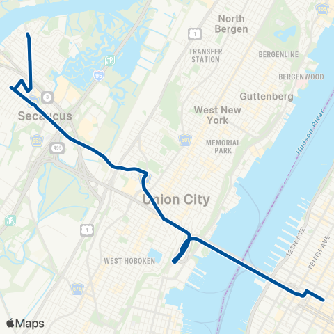 NJ Transit Secaucus - New York map