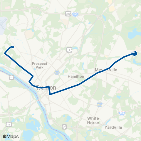 NJ Transit Ewing - Mercer County College map