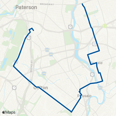 NJ Transit Paterson - Elmwood Park map