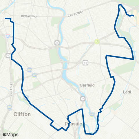 NJ Transit Paterson - Paramus map