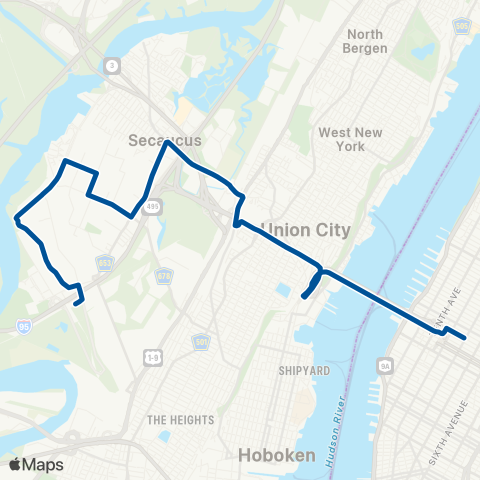 NJ Transit Secaucus - New York map