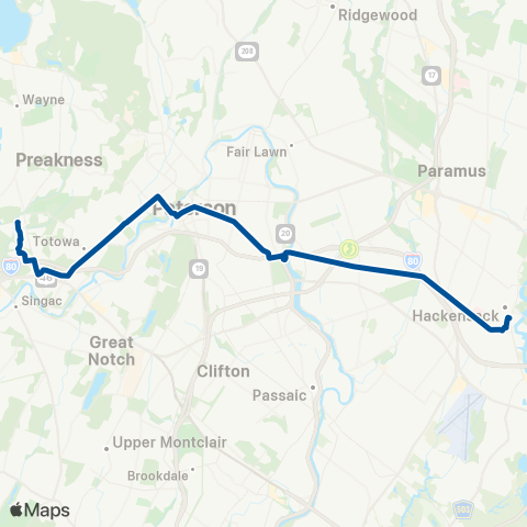 NJ Transit Hackensack - Paterson - Willowbrook Mall map