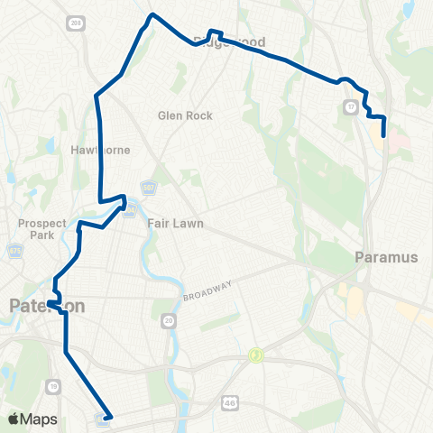 NJ Transit Paterson - Paramus Park map