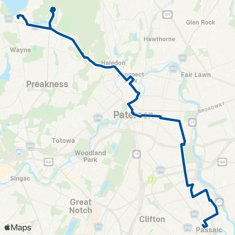 NJ Transit Passaic - Paterson map