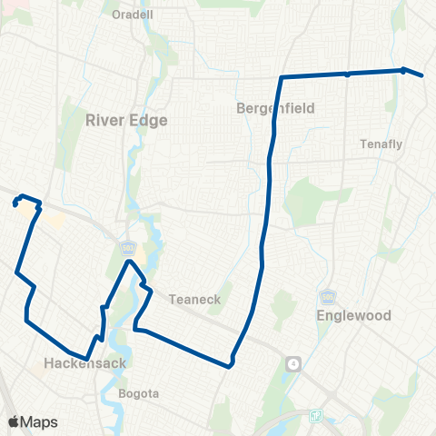 NJ Transit New Milford - Paramus map