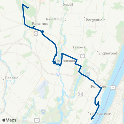 NJ Transit Paramus - Fort Lee - Edgewater map