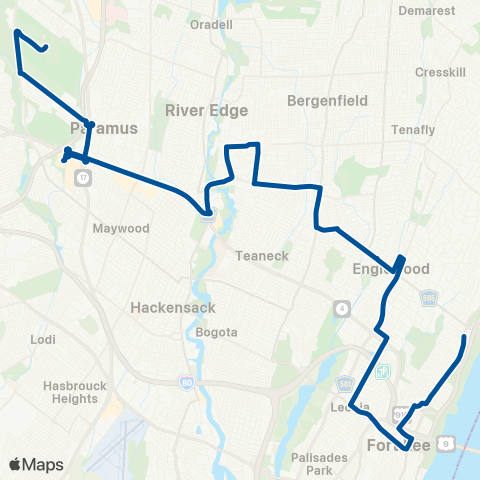 NJ Transit Englewood Cliffs - Fort Lee - Paramus map