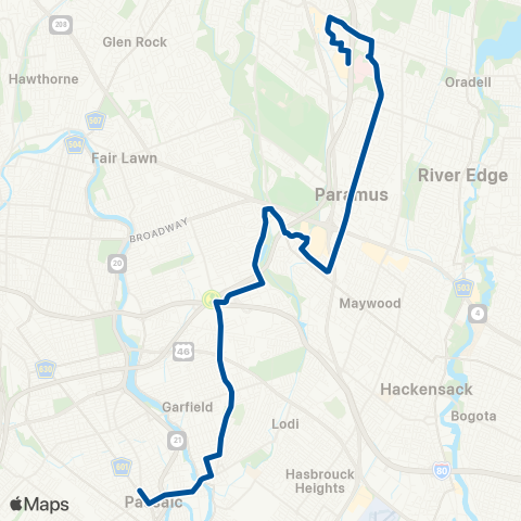 NJ Transit Passaic - Paramus Park map