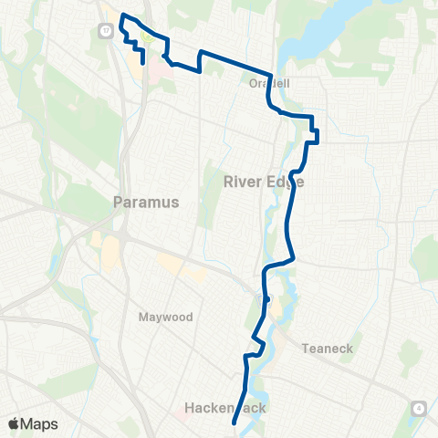 NJ Transit Hackensack - New Milford - Paramus map