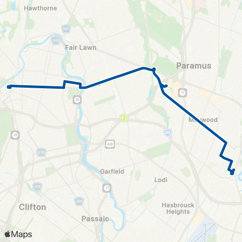 NJ Transit Paterson - Hackensack map