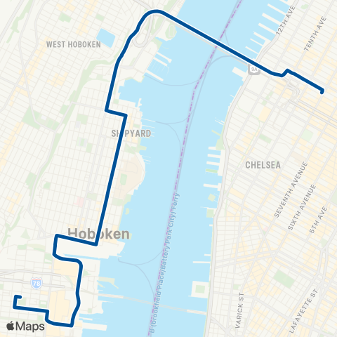 NJ Transit Hoboken - New York map