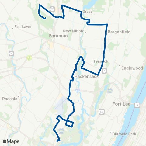 NJ Transit Paramus - Hackensack - American Dream map